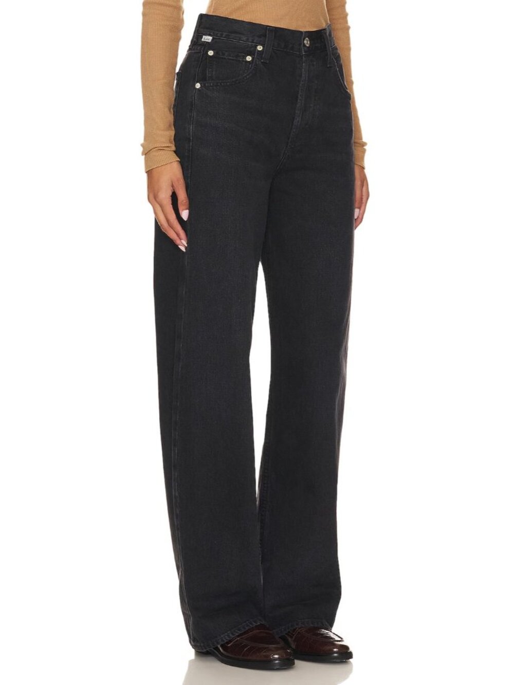 NWT Citizens of Humanity Ayla in Viola Black Baggy Cuffed Crop Jeans 24